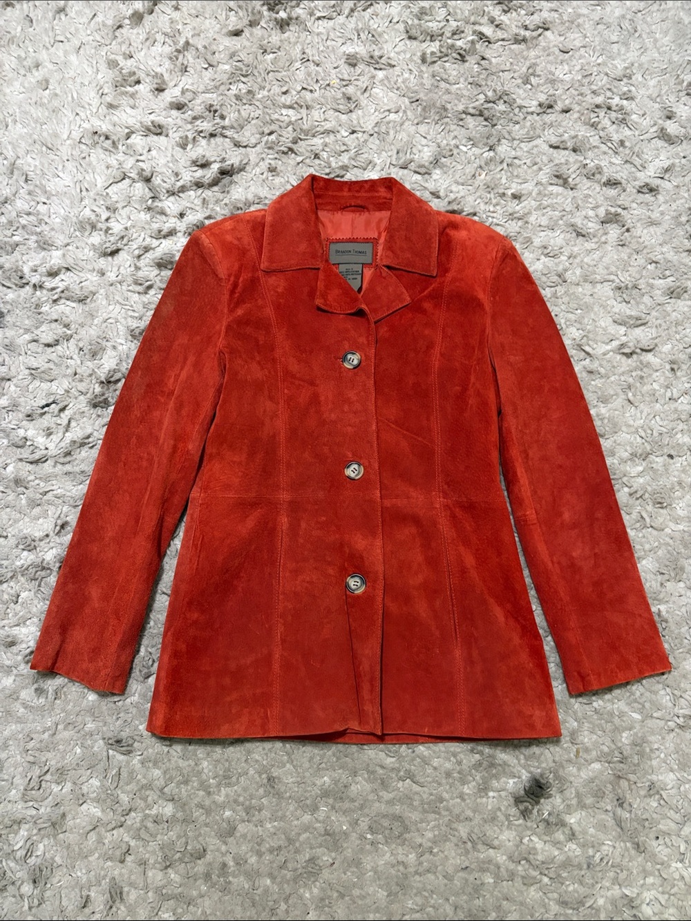 Brandon Thomas Rust Red Suede Button-Front Jacket
